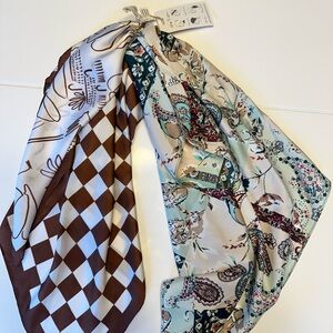 NEW Anthropologie Multicolor Floral Headscarf set (2)